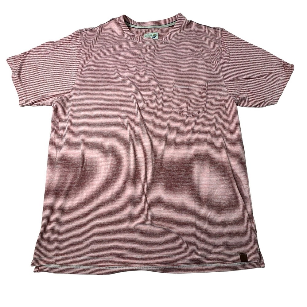 Fundamental Coast Shirt Mens L Red Striped Seawool Preppy‎ Casual
